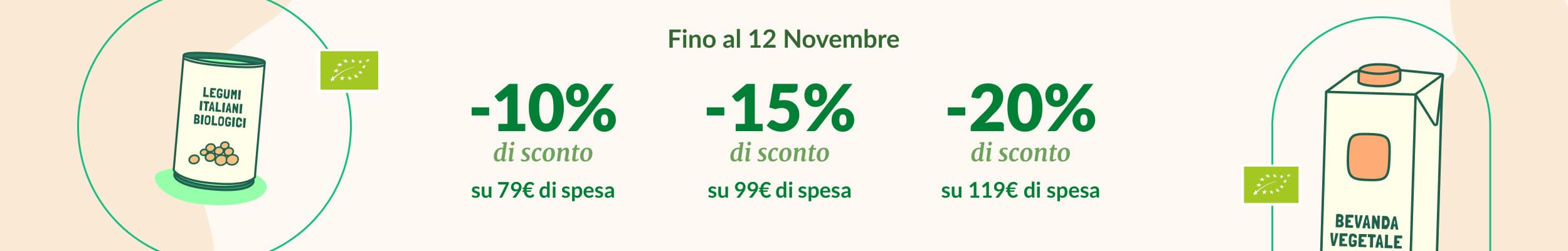 Promo -10% su 79€ -15% su 99€ -20% su 119€ Novembre 24