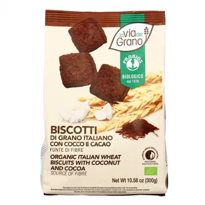 Biscotti di Grano Italiano con Cocco e Cacao "La Via del Grano"