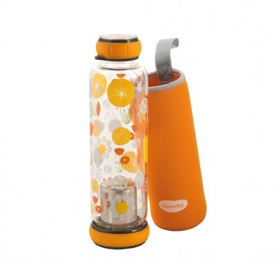 Bottiglia in Vetro con Filtro e Cover Termica - Piperita Arancione