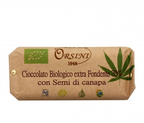 Cioccolato Bio Fondente 70% e Semi di Canapa