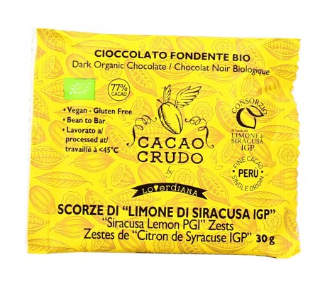 Tavoletta di Cioccolato Fondente Bio con Scorze di "Limone di Siracusa IGP"