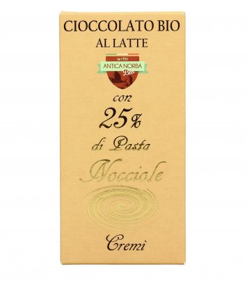 Cioccolato Bio con Pasta di Nocciole 25%