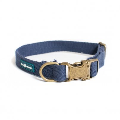 Collare per Cani Regolabile in Fibra di Soia Blu Navy Taglia L