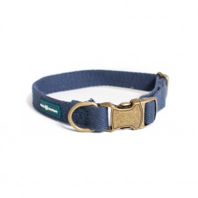 Collare per Cani Regolabile in Fibra di Soia Blu Navy Taglia S/M