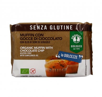 Muffin con Gocce di Cioccolato - Senza Glutine 4x50 gr. (200 gr.)