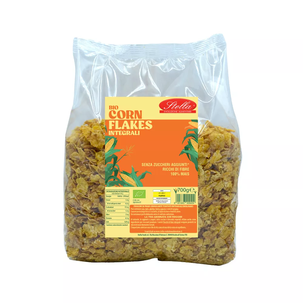 Corn Flakes Integrali Bio Fiocchi di Mais (Senza Zuccheri Aggiunti) -  Stella Foods