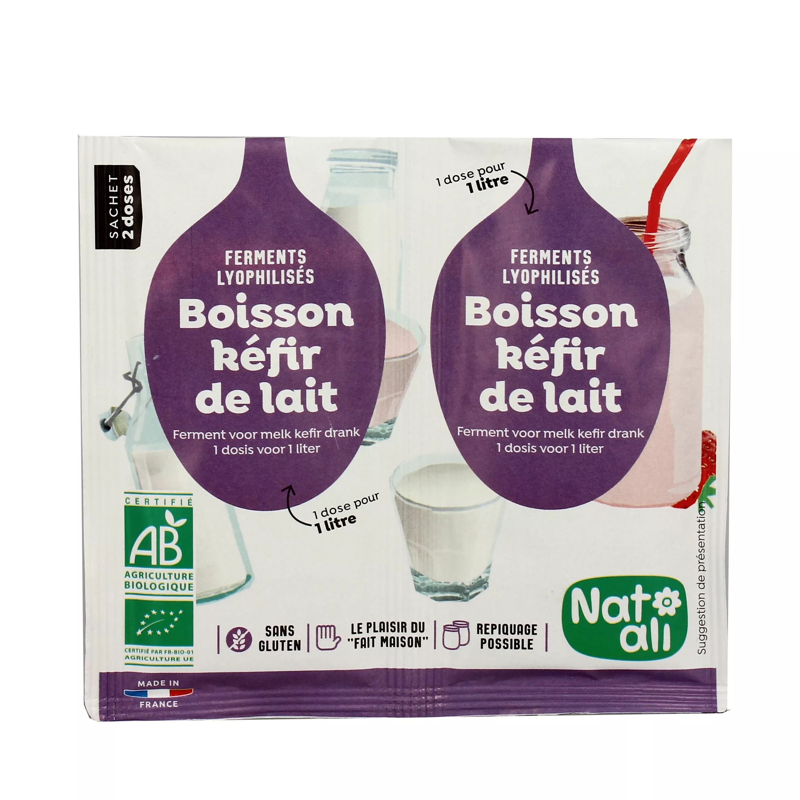 Fermenti Attivi per Kefir di Latte Bio - Natali - 2 Bustine