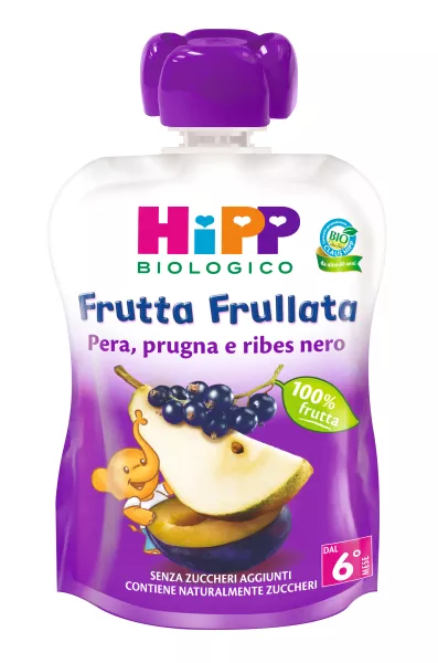 Frutta Frullata Pera Prugna e Ribes Nero Purea 100% Frutta - HiPP - Donkid