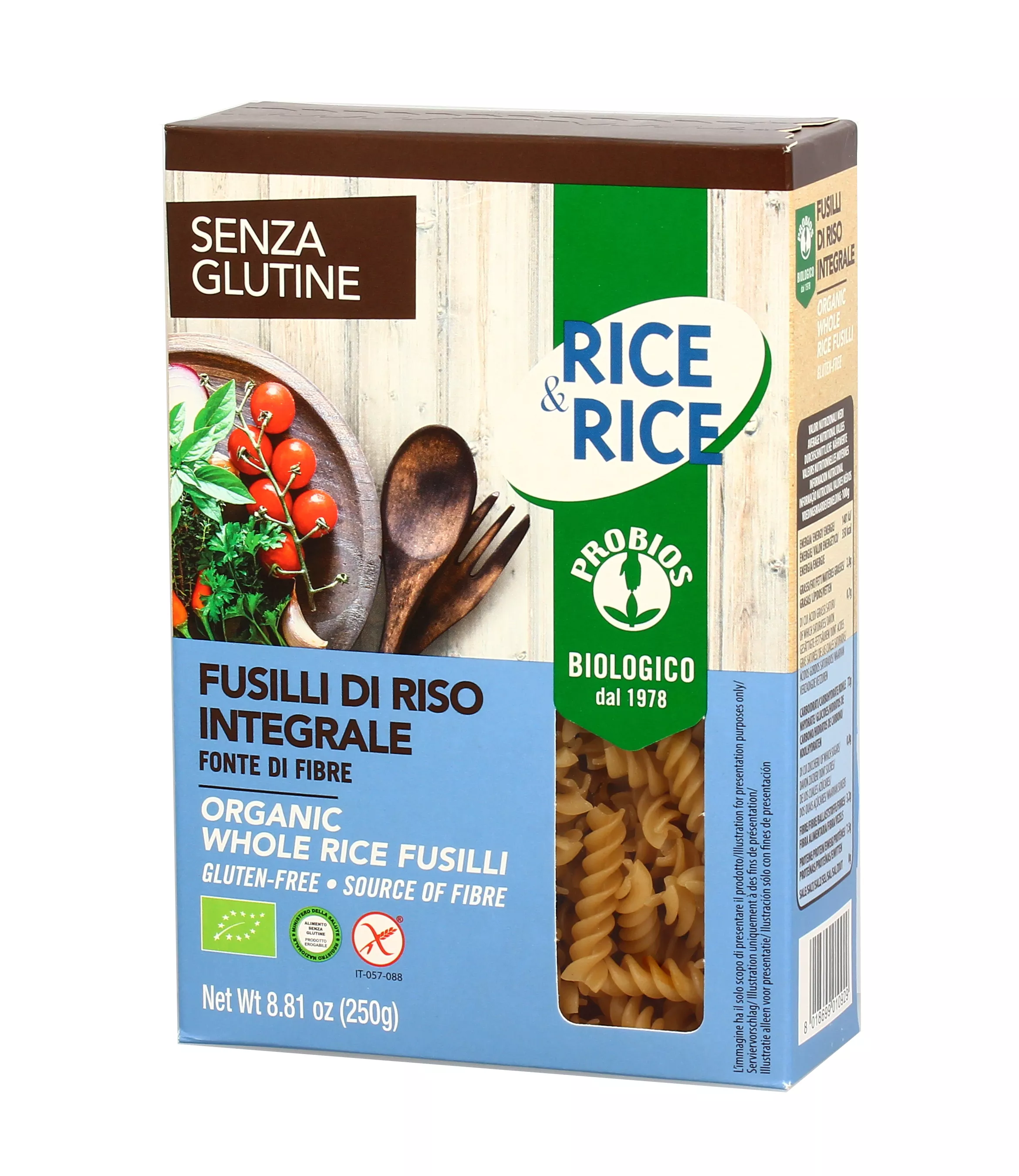 Fusilli di Riso Integrale Rice & Rice - Probios - Pasta Senza Glutine