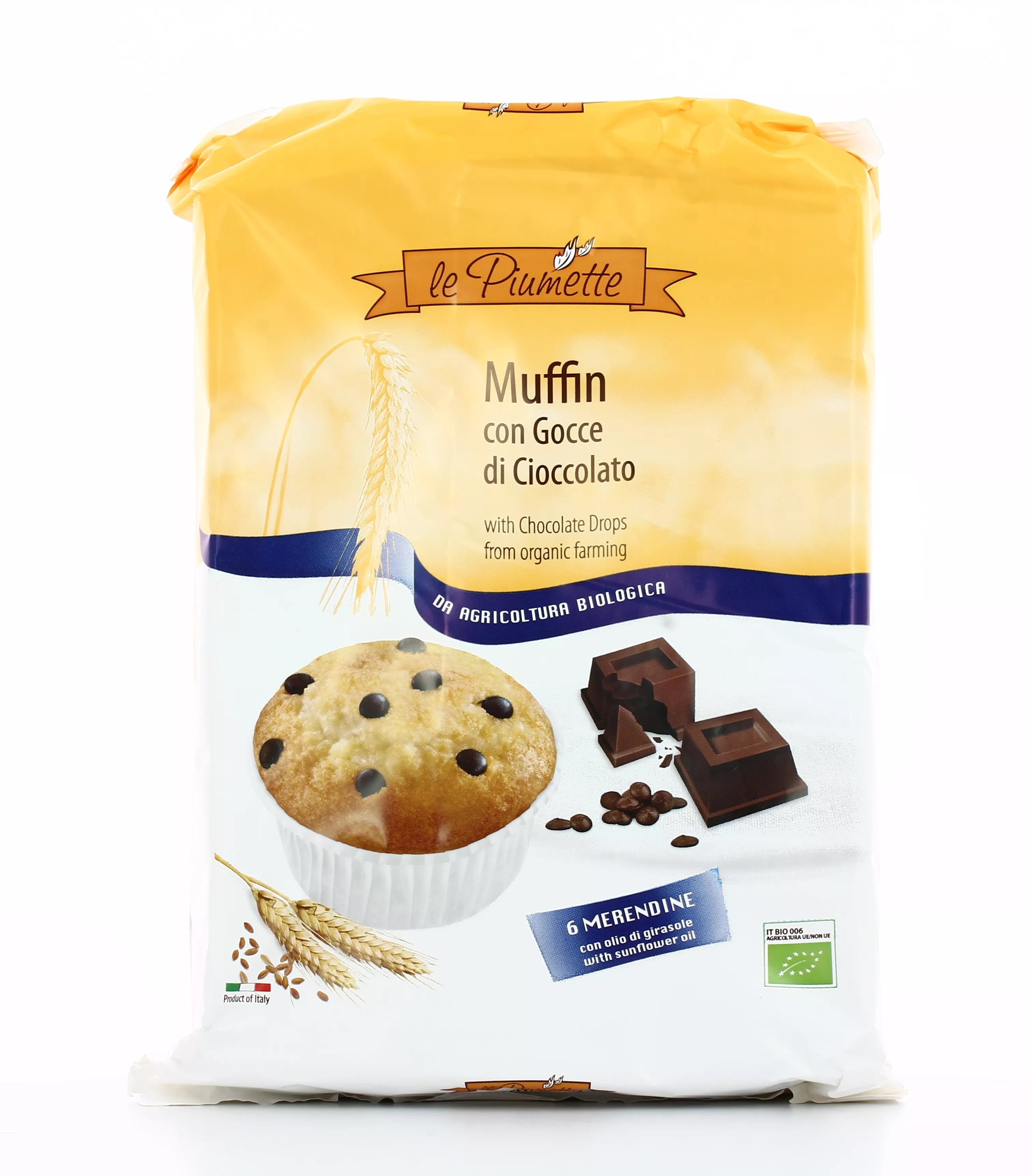 Muffin con Gocce di Cioccolato Bio - Le piumette