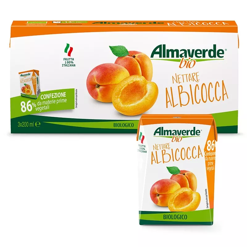 Succo Nettare Albicocca - in Brik con Cannuccia - Almaverde Bio