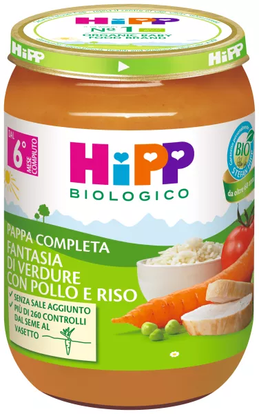 HiPP: Pappa Pronta Bio - Fantasia Di Verdure con Pollo e Riso