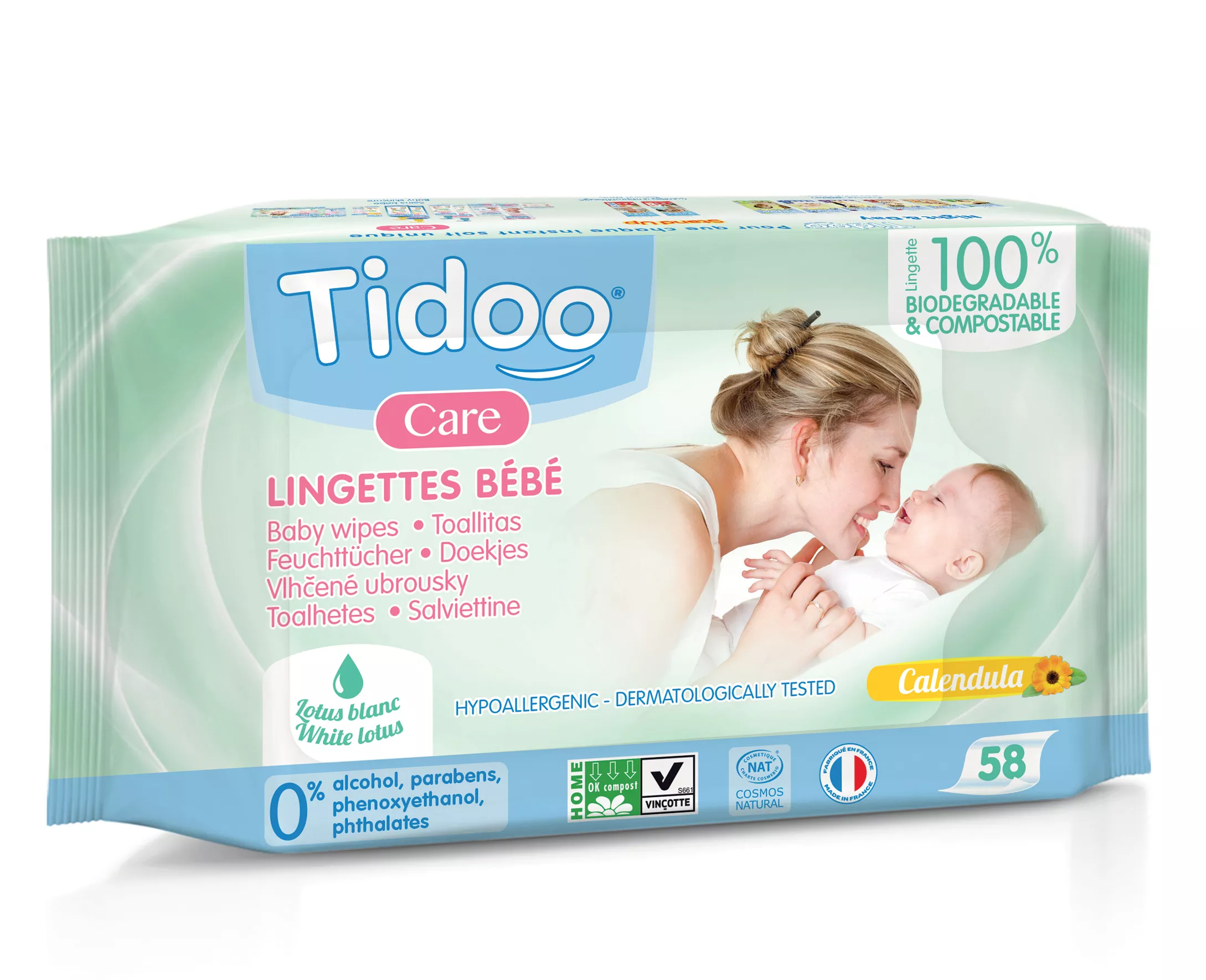 Salviette Baby Compostabili con Caledula Bio - Tidoo