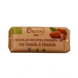 Tavoletta di Cioccolato Fondente 70% con Granella di Mandorle Bio