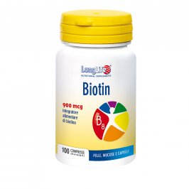 Biotin 900Mcg (Biotina) - Integratore per Capelli, Pelle e Mucose