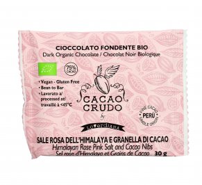 Cioccolato Fondente al Sale Rosa e Granella Cacao - Cacao Crudo