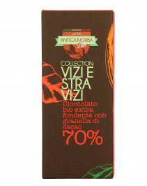 Cioccolato Bio Extra Fondente 70% con Granella di Cacao 