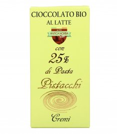 Cioccolato Latte Bio con Pasta di Pistacchi 25%