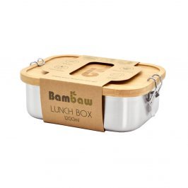Lunchbox Portavivande in Acciaio con Coperchio di Bambù