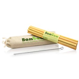 Cannucce in Bambù Ecosostenibili con Sacchetto in Cotone