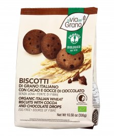 Biscotti Grano Italiano Cacao e Gocce di Cioccolato - La Via del Grano