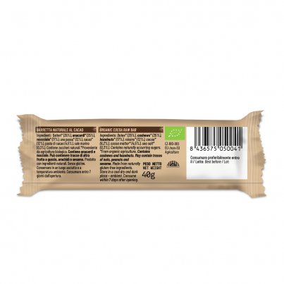 Barretta Raw al Cacao Bio - Senza Glutine 40 g