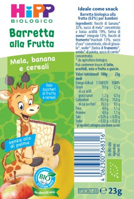 Barretta alla Frutta con Mela Banana e Cereali Bio (Dal 1° anno)